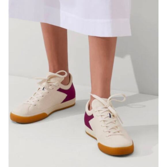 Rothy's Women's The Lace Up Sneaker Size 8 Plum Berry Bone Cream Lightweight - Picture 1 of 14